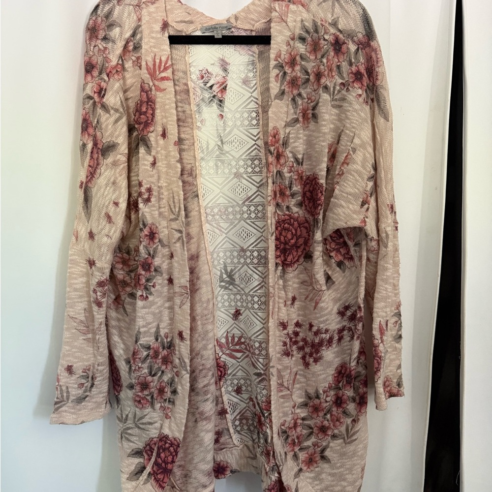 Charlotte Russe Floral Knit Open-Front Sweater